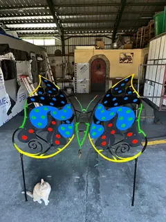 Colourful butterfly in the workshop.