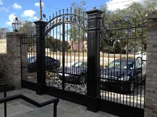 Gate between stone pillars.