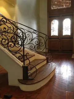 Staircase with wooden treads.