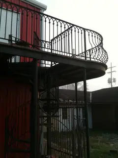 Outdoor spiral staircase.