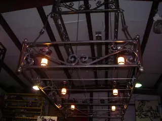 Suspended rectangular light.