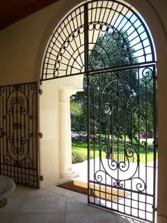 Arched gate seen from inside.