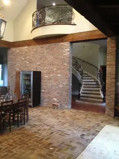 Interior with balconies and stairs.