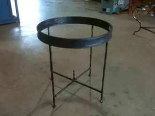Circular frame in the workshop.