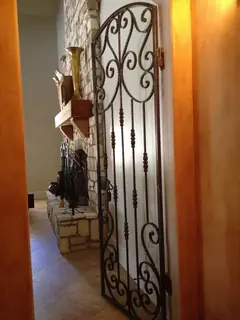 Iron door seen from inside.